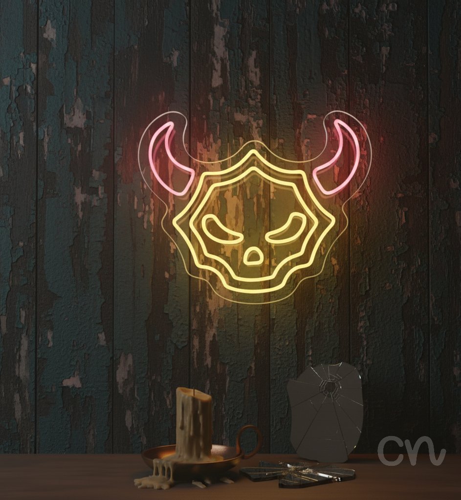 Custom Neon | Devil Skull Neon Sign | 20x24 | Yellow and Red Neon Sign for Decor 2