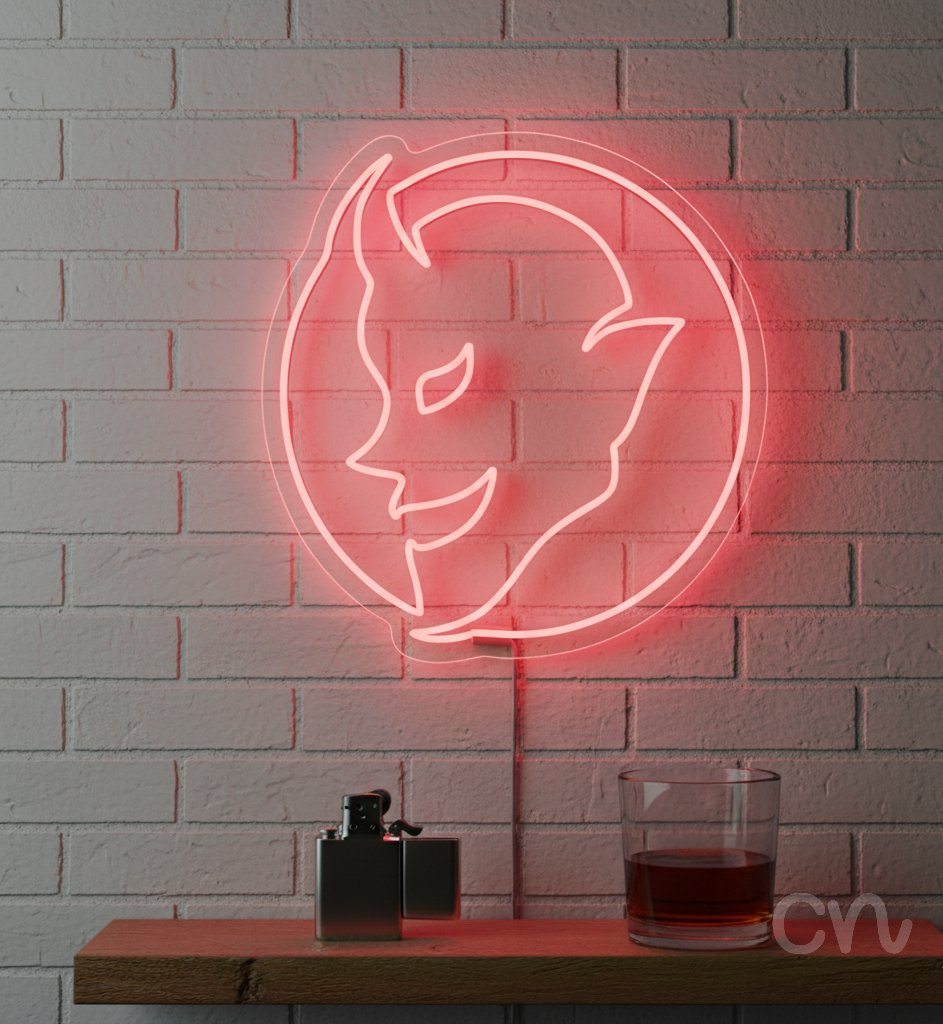 Custom Neon | Devil Head Neon Sign | 24x23 | Red Color Neon Sign for Bars and Bedrooms