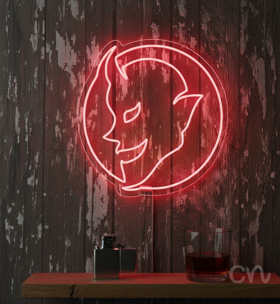 Custom Neon | Devil Head Neon Sign | 24x23 | Red Color Neon Sign for Bars and Bedrooms 2