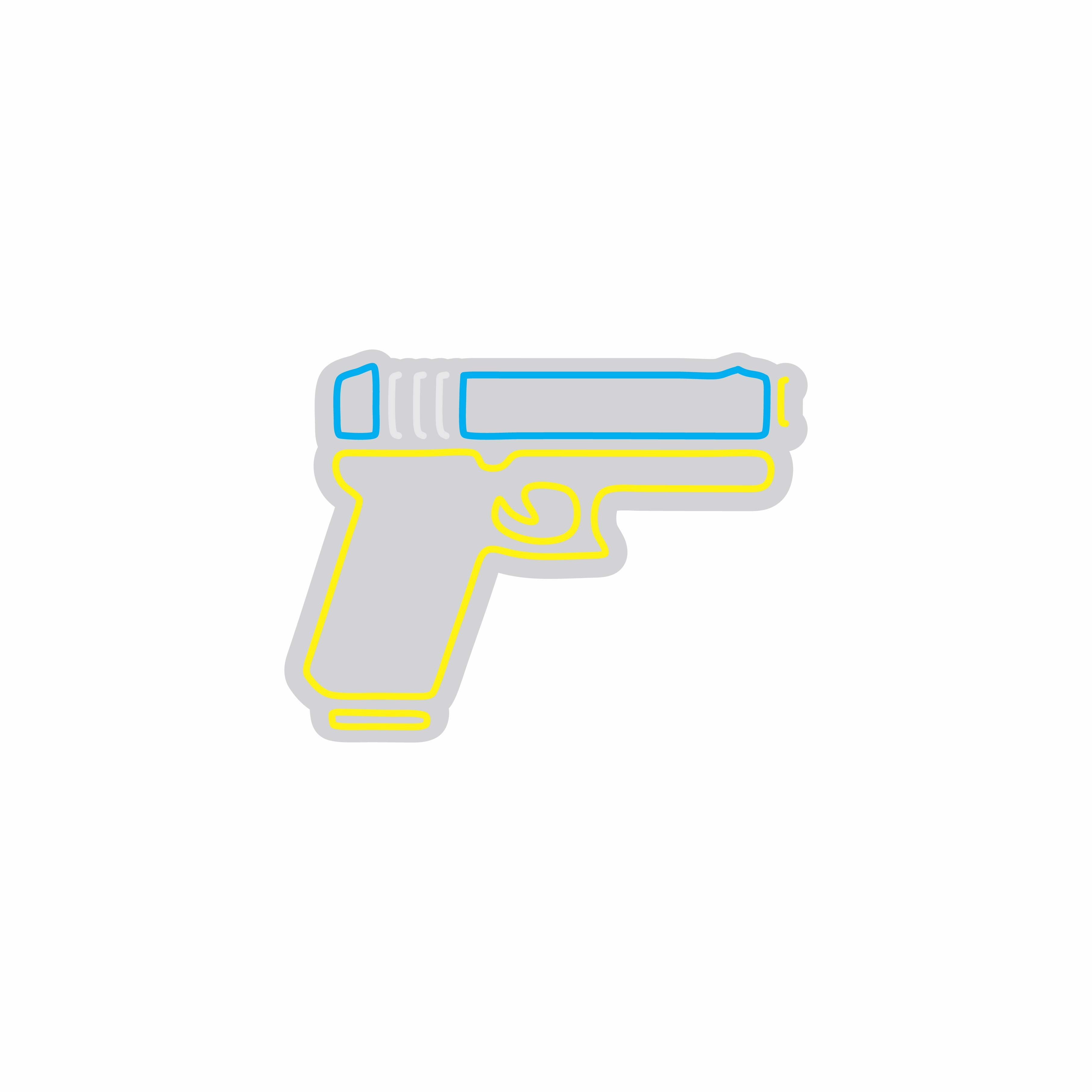 Custom Neon | Pistol Design Neon Sign | 18x24 | Yellow and Light Blue 3