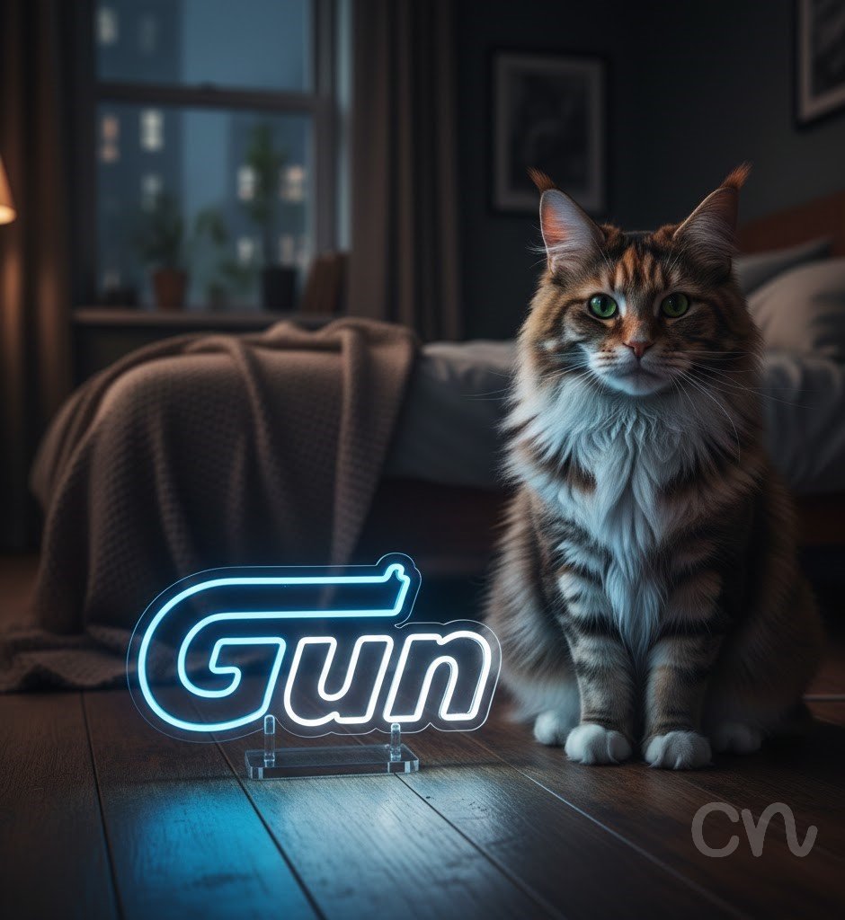 Custom Neon | Gun Neon Sign | 12x24 | Ice Blue Neon Sign for Bar Pub Club Man Cave 2