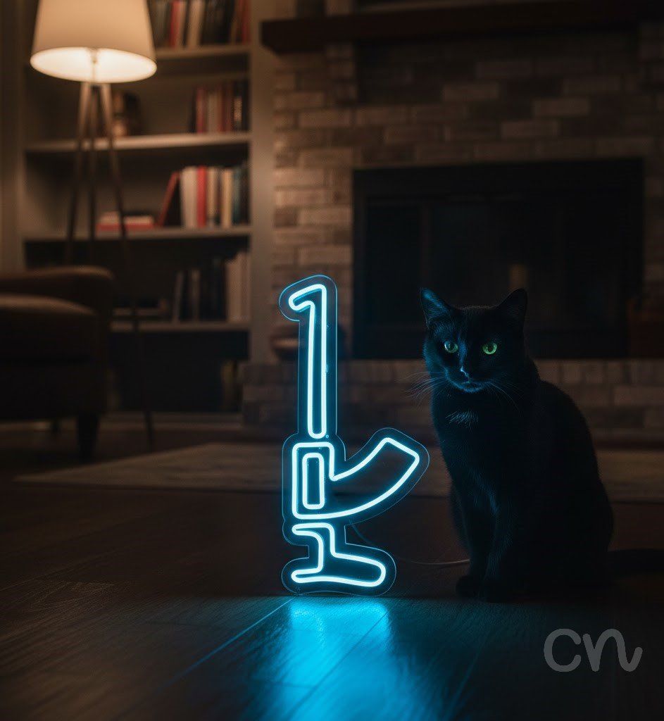 Custom Neon | Gun Design Neon Sign | 12x24 | Light Blue 2