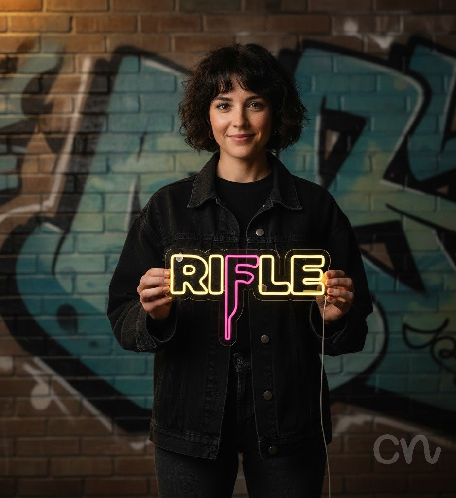 Custom Neon | Rifle Neon Sign | 12x24 | Yellow Pink Neon Sign for Wall Decor