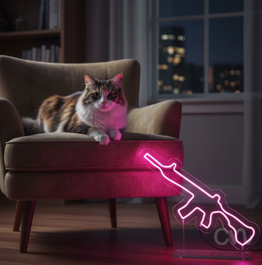 Custom Neon | Rifle Design Neon Sign | 21x24 | Hot Pink 2