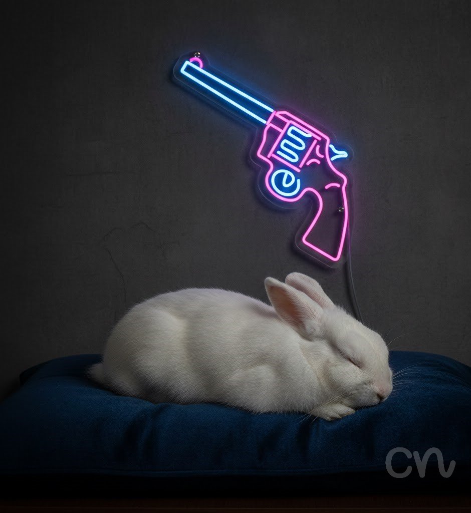 Custom Neon | Revolver Design Neon Sign | 24x20 | Hot Pink and Ice Blue 2