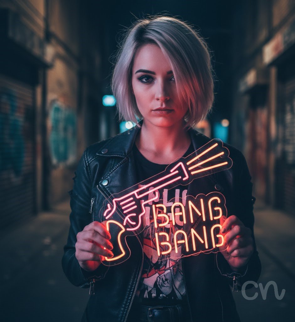 Custom Neon | Bang Bang Neon Sign | 24x24 | Pink Orange Neon Sign for Home Bar Party