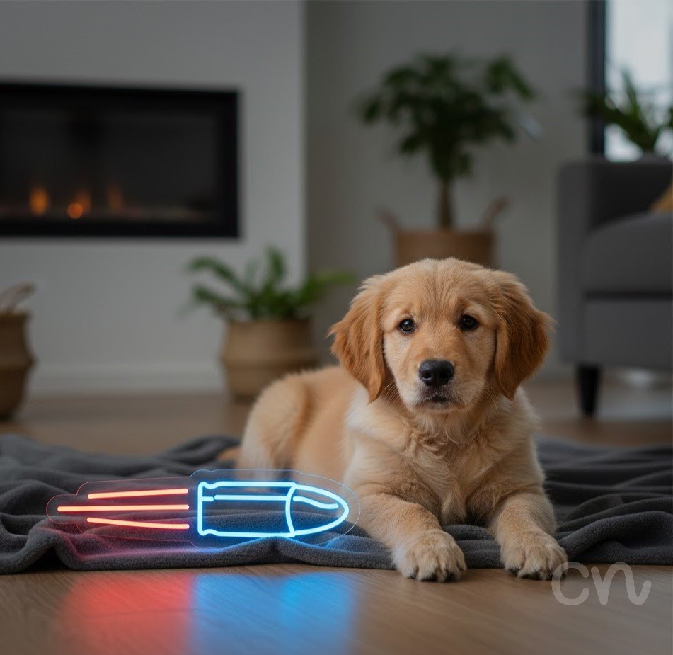 Custom Neon | Bullet Design Neon Sign | 6x24 Inches | Red and Ice Blue Neon Sign 2