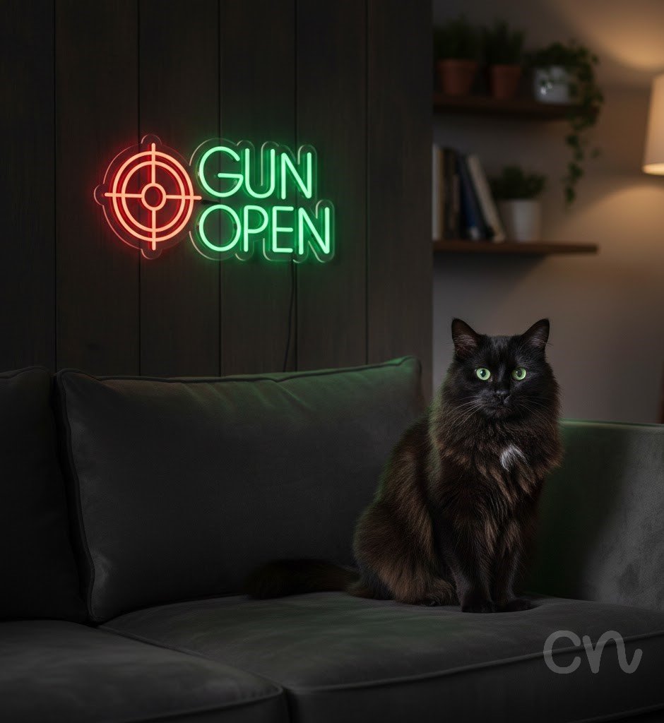 Custom Neon | Gun Open Neon Sign Neon Sign | 11x30 | Neon Green and Hot Pink 2