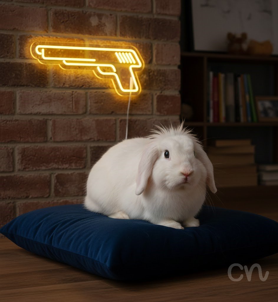 Custom Neon | Pistol Design Neon Sign | 10x24 | Yellow Neon Sign for Home Decor 2