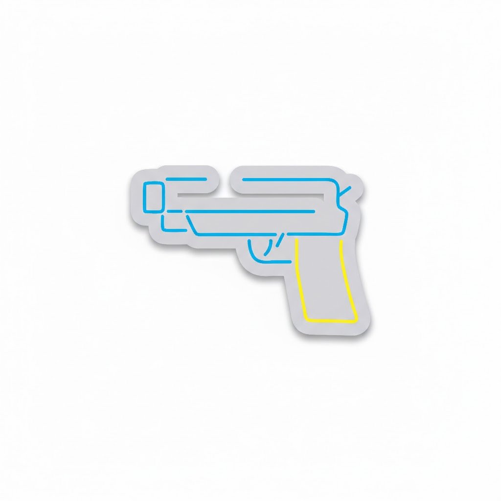Custom Neon | Pistol Design Neon Sign | 17x24 | Light Blue and Yellow Neon Sign 3