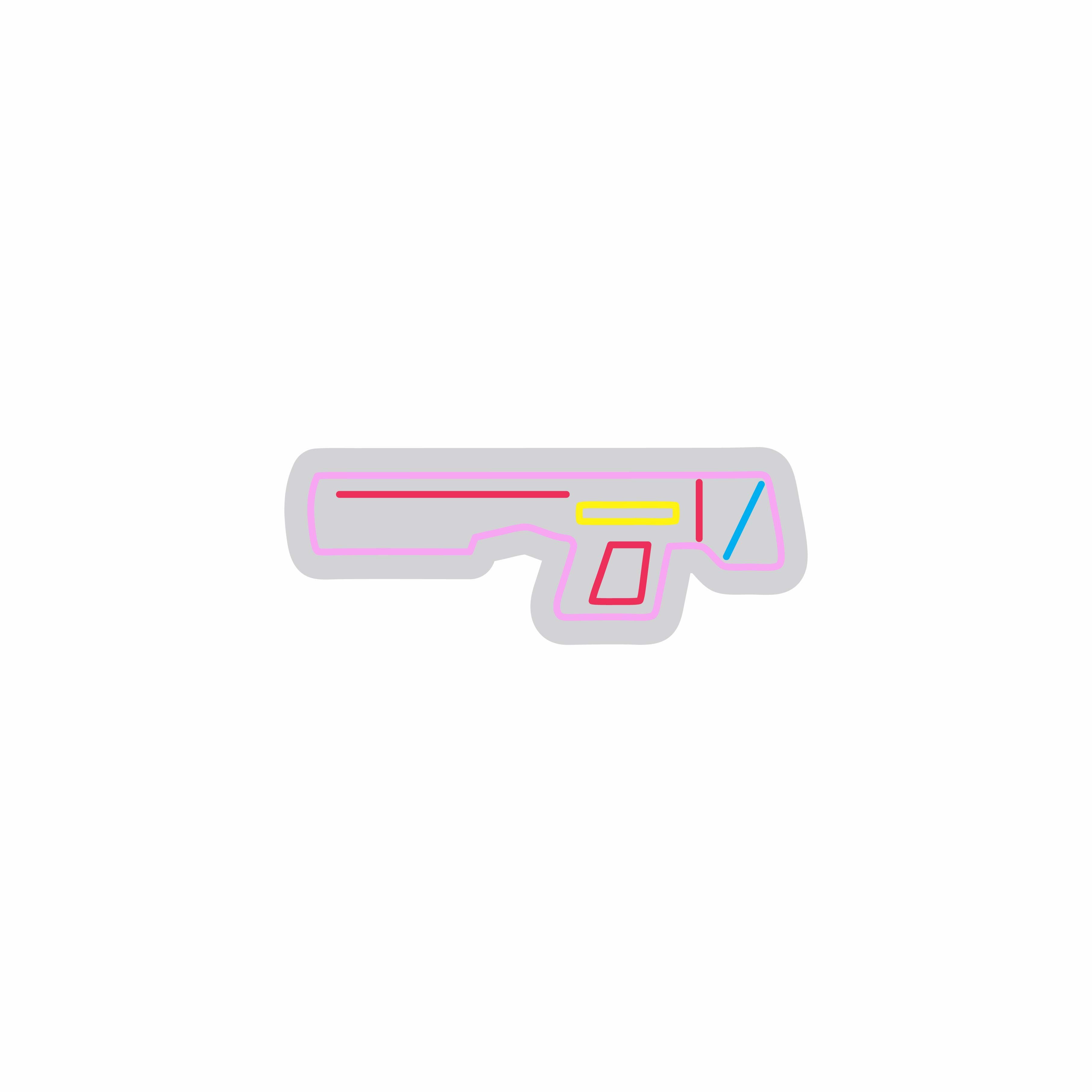 Custom Neon | Gun Design Neon Sign | 9x24 | Pink Red Yellow Blue 3