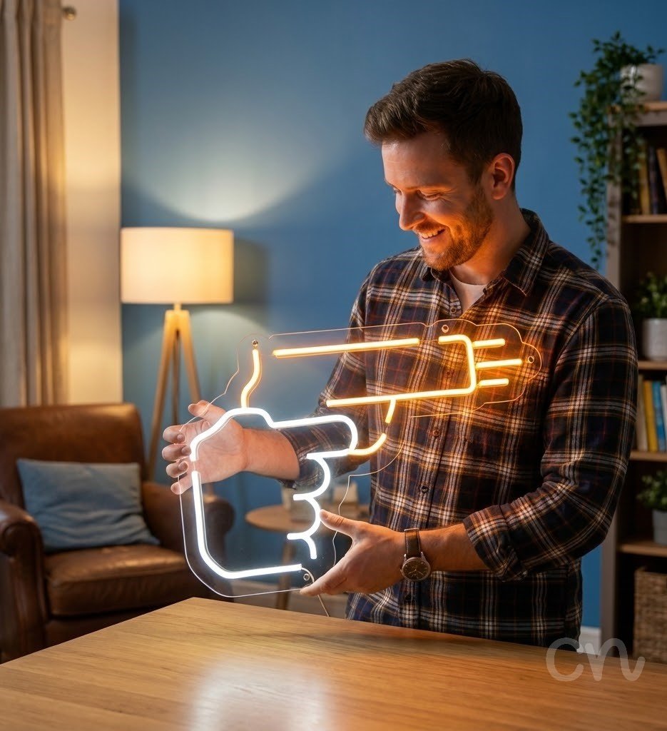 Custom Neon | Hand Pointing Neon Sign | 15x24 | Orange