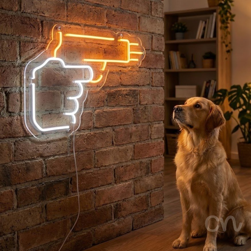 Custom Neon | Hand Pointing Neon Sign | 15x24 | Orange 2