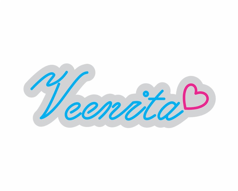 Custom Neon | Veenita Neon Sign | 8x24 | Ice Blue Hot Pink Neon Sign for Bedroom Decor 3