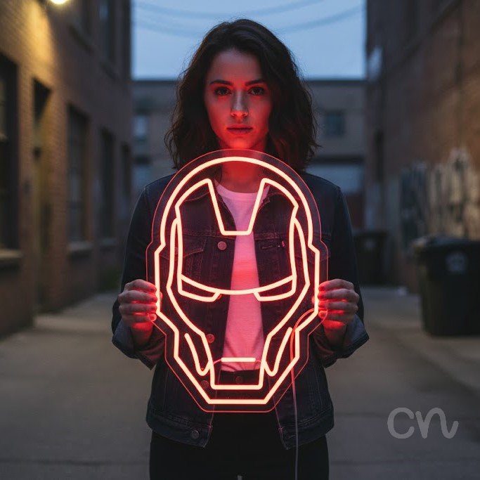 Custom Neon | Helmet Design Neon Sign | 20x14 | Red Neon Sign for Room Decor