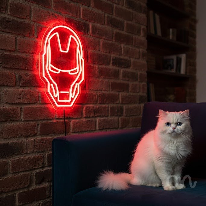 Custom Neon | Helmet Design Neon Sign | 20x14 | Red Neon Sign for Room Decor 2