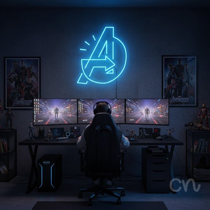 Custom Neon | A Neon Sign | 17x19 | Ice Blue Neon Sign for Home Bar Bedroom Man Cave