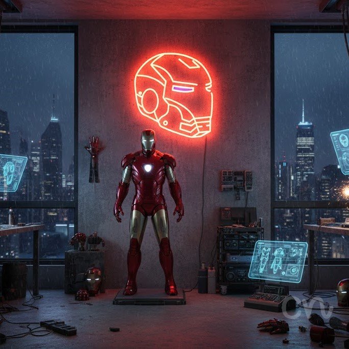 Custom Neon | Helmet Design Neon Sign | 18x17 | Red Bright Neon Sign for Room Decor 2