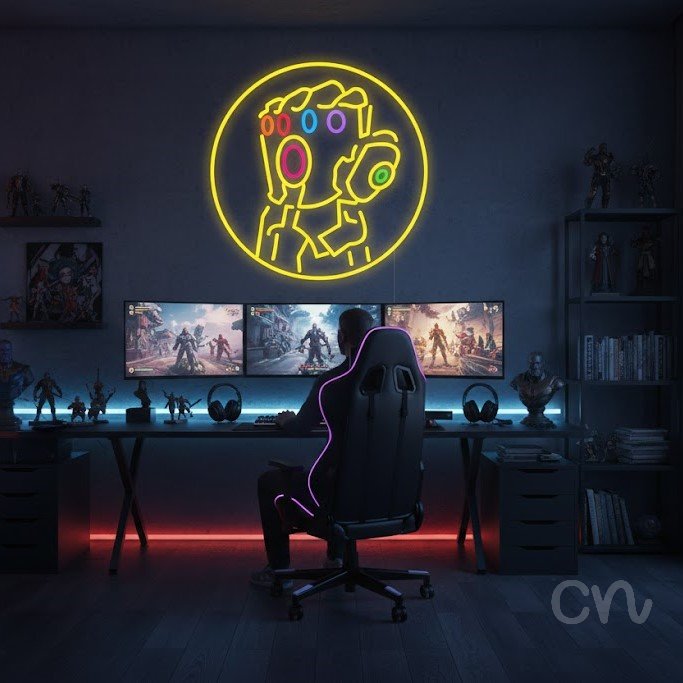 Custom Neon | Gauntlet Design Neon Sign | 20x20 | Yellow Red Orange Blue Purple Green