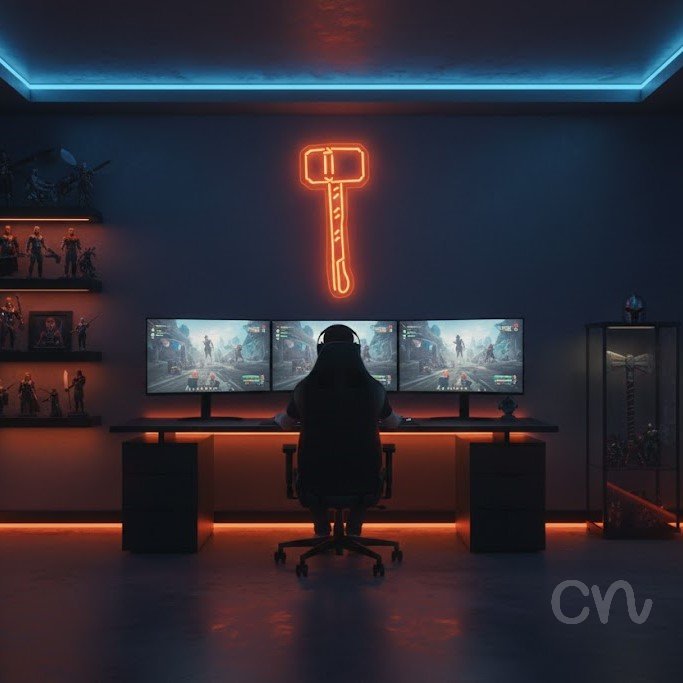 Custom Neon | Hammer Neon Sign | 22x13 | Orange Light Decor for Home and Bar