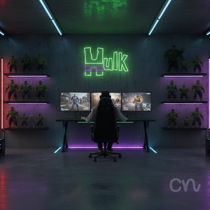 Custom Neon | Hulk Neon Sign | 15x22 | Green and Blue Neon Lights for Wall Decor