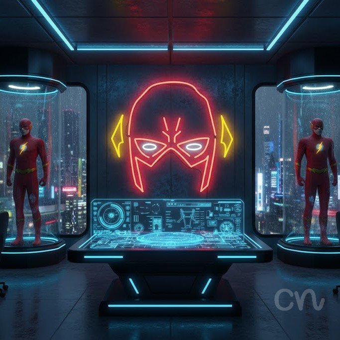 Custom Neon | Superhero Mask Neon Sign | 20x22 | Red and Yellow Bright Colors 2