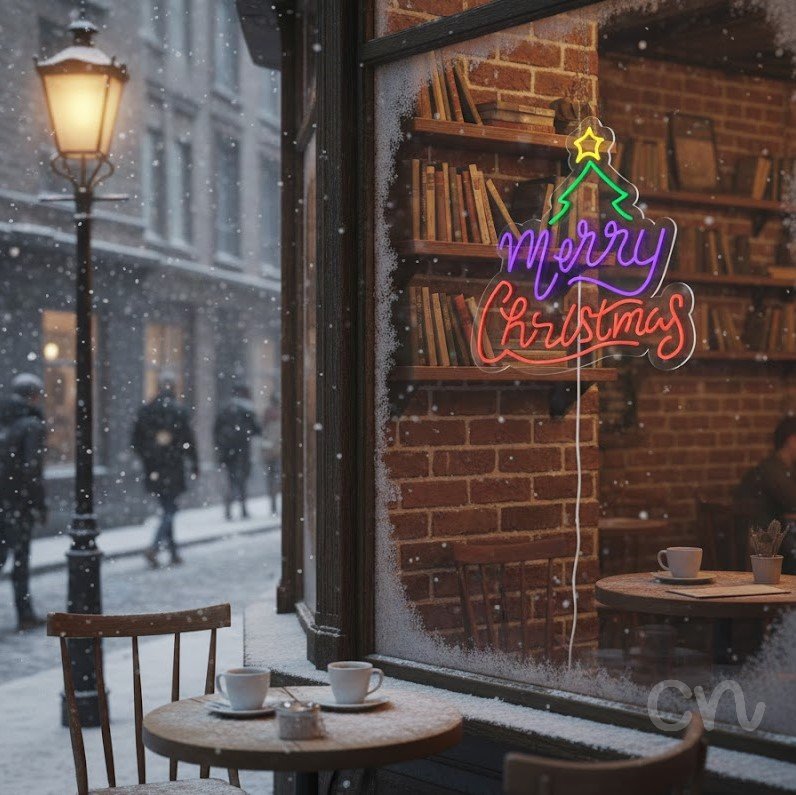 Custom Neon | Merry Christmas Neon Sign | 22x22 | Blue Red Green Yellow 2