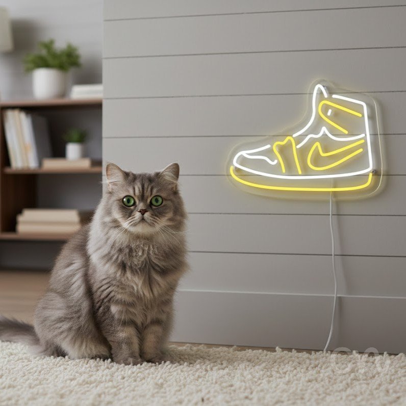 Custom Neon | Sneaker Design Neon Sign | 15x20 | White and Yellow Bright Colors 2