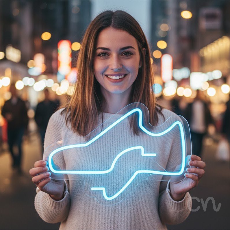 Custom Neon | Shoe Neon Sign | 15x20 | Aqua Blue Neon Sign for Shoe Store Decor