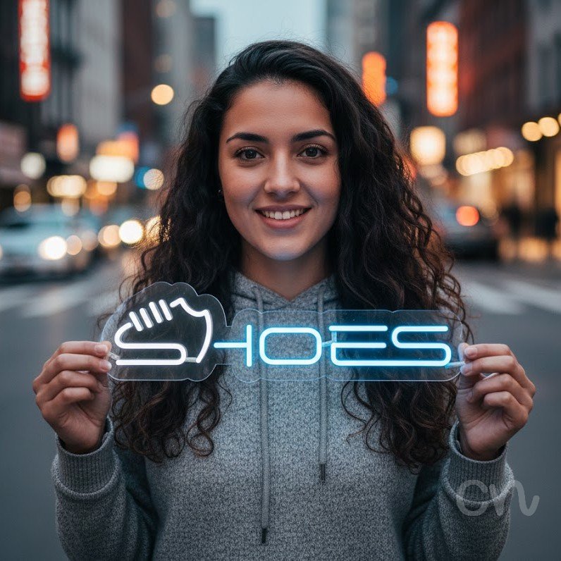 Custom Neon | Shoes Neon Sign | 7x24 Inches | Ice Blue Neon Sign for Bedroom Bar Decor