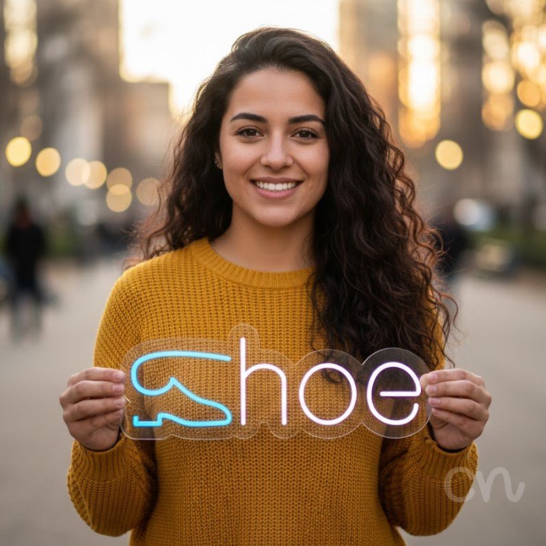 Custom Neon | Shoe Neon Sign | 9x24 | Ice Blue Neon Sign for Shoe Lover Decor