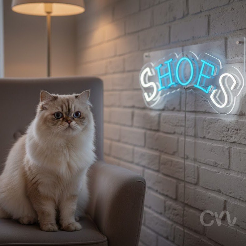 Custom Neon | Shoes Neon Sign | 10x24 | Ice Blue Neon Sign for Shoes Store Display 2