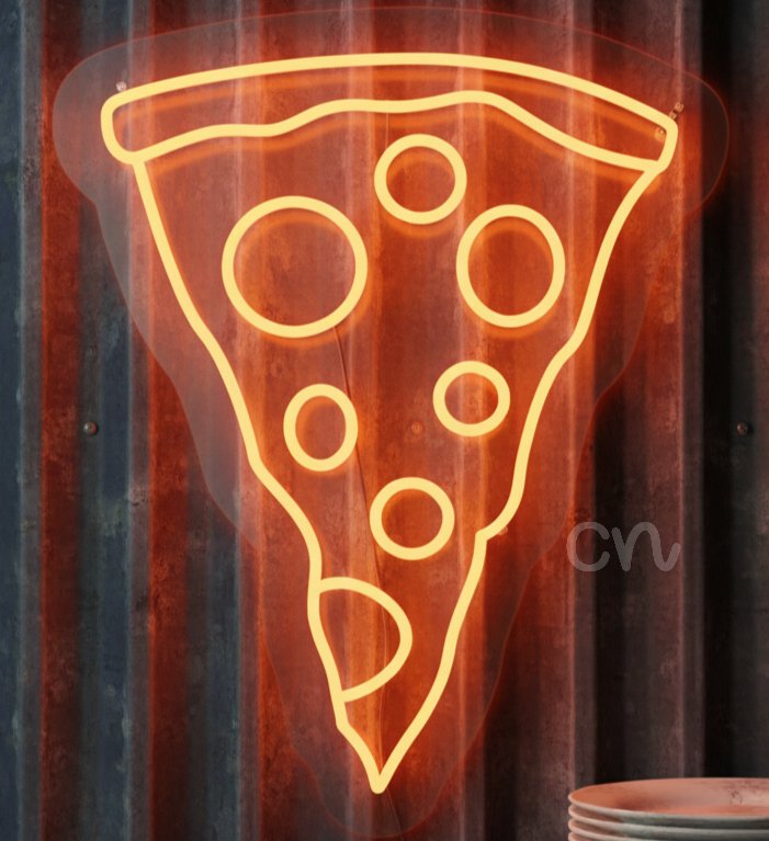 Custom Neon | Pizza Slice Neon Sign | 21x17 | Orange
