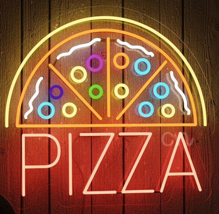 Custom Neon | Colorful Pizza Neon Sign | Multicolor | 21x24 Inches