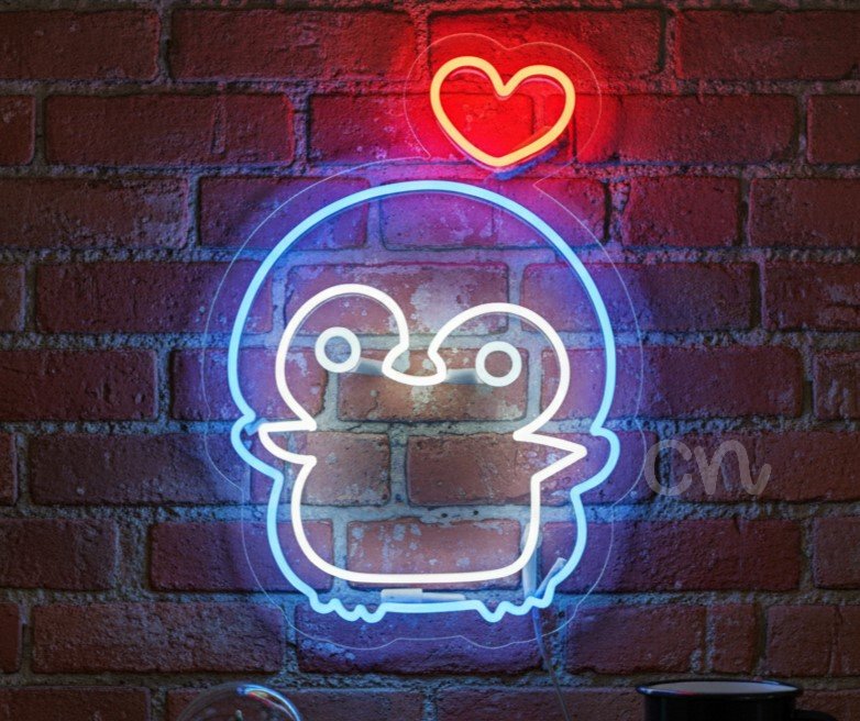Custom Neon | Love Penguin Neon Sign | 22x16 inches | Blue White Red