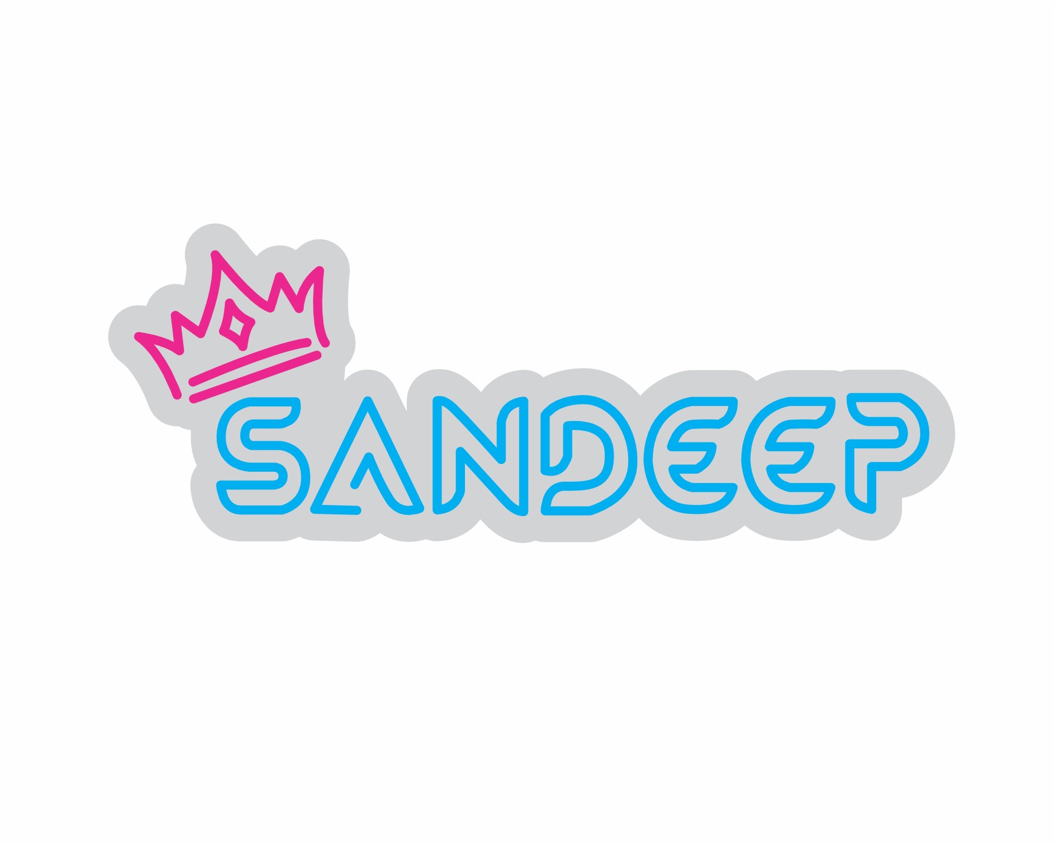 Custom Neon | Sandeep Neon Sign | 9x24 Inches | Ice Blue and Hot Pink Neon Sign 3