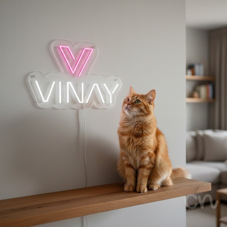 Custom Neon | Vinay Neon Sign | 15x23 Inches | Hot Pink Warm White Neon Sign 2