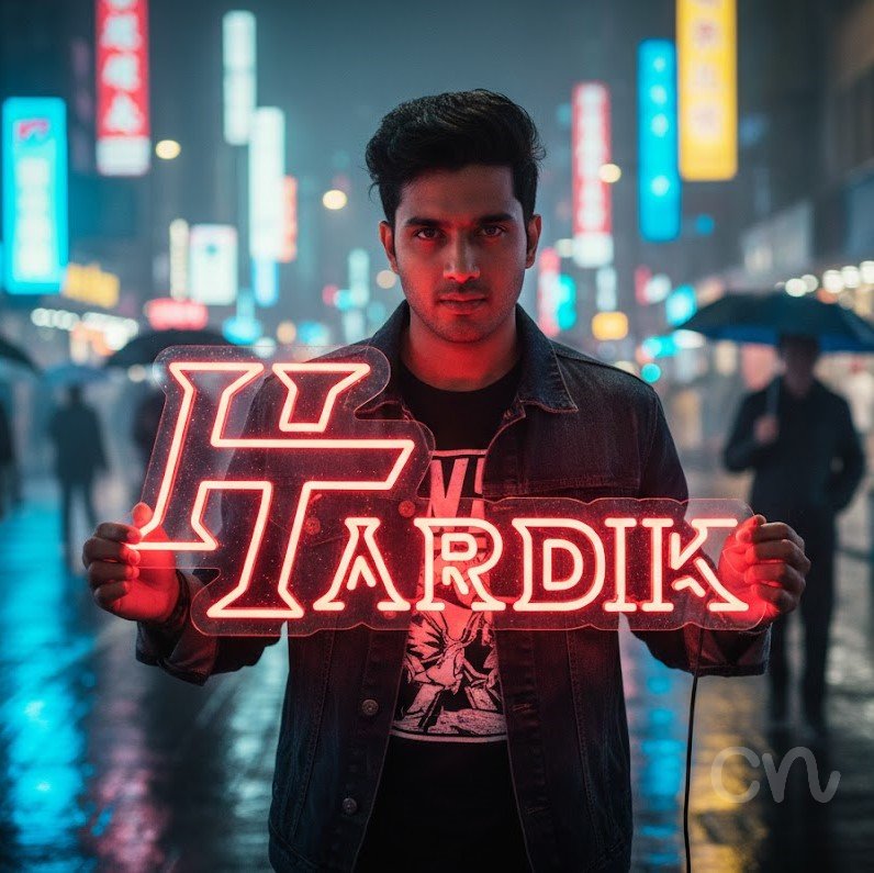 Custom Neon | Hardik Neon Sign | 11x24 | Red Neon Sign for Decor and Nightlife