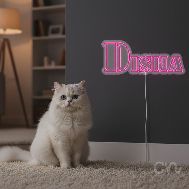 Custom Neon | Disha Neon Sign | 10x24 | Hot Pink Neon Sign for Home Decor and Parties 2