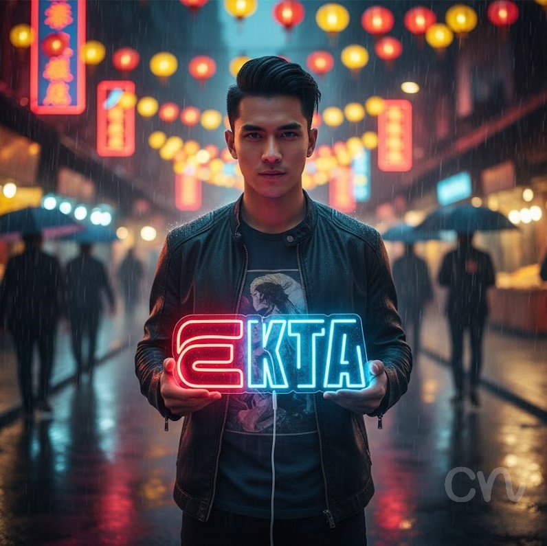 Custom Neon | Ekta Neon Sign | 10x24 | Red and Blue Neon Sign for Home Bar Party