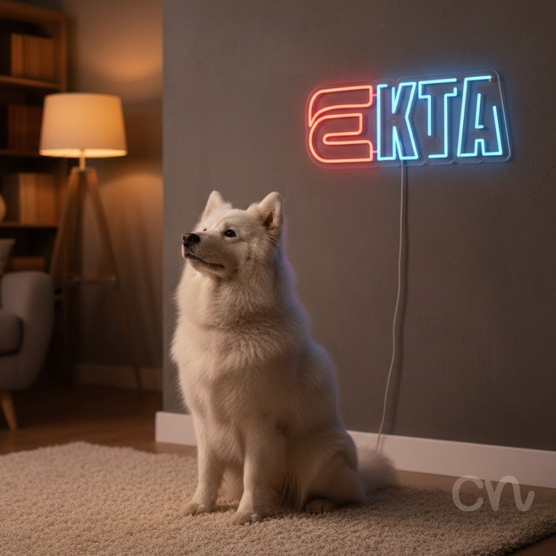 Custom Neon | Ekta Neon Sign | 10x24 | Red and Blue Neon Sign for Home Bar Party 2