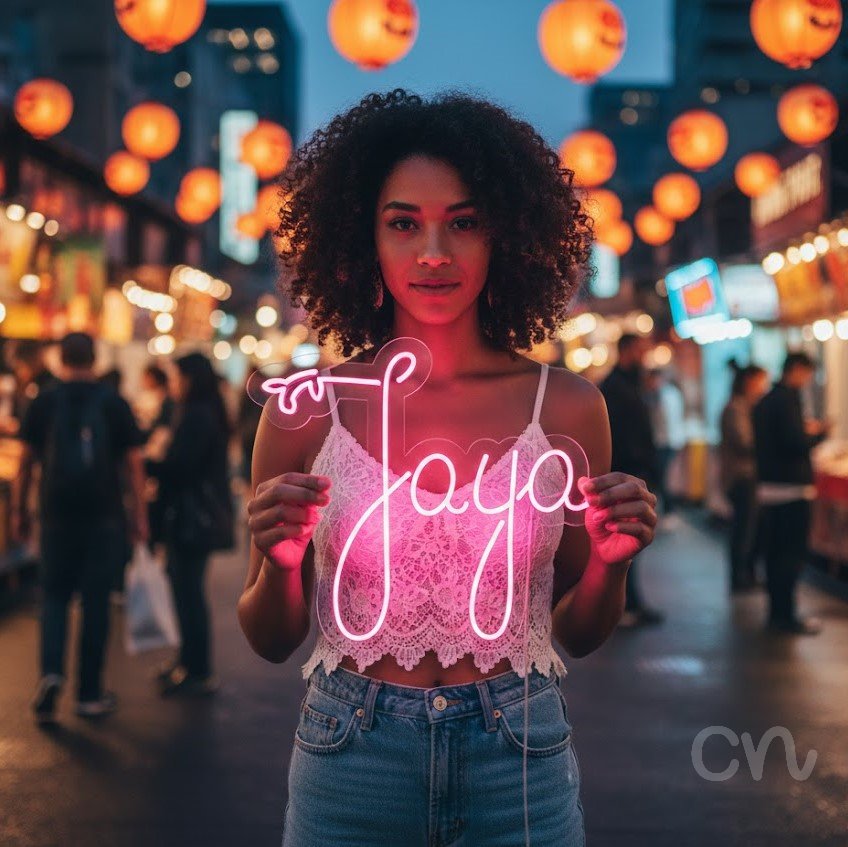 Custom Neon | Jaya Neon Sign | 21x24 | Hot Pink Decorative Neon Sign Lighting