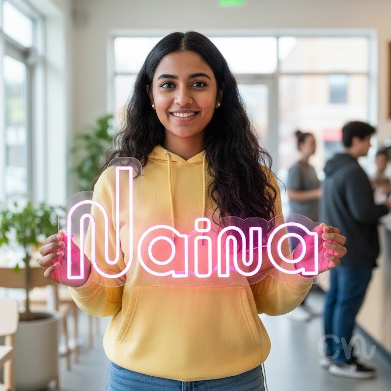 Custom Neon | Naina Neon Sign | 12x24 | Hot Pink Neon Sign for Wall Decor and Rooms