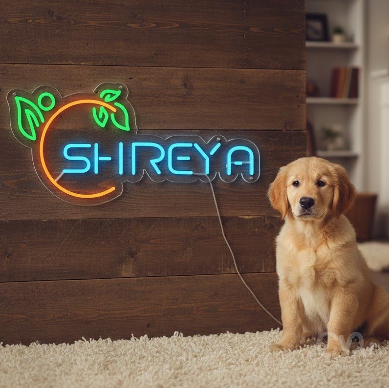 Custom Neon | Shreya Neon Sign | 12x24 | Light Blue, Green, Orange Neon Sign 2