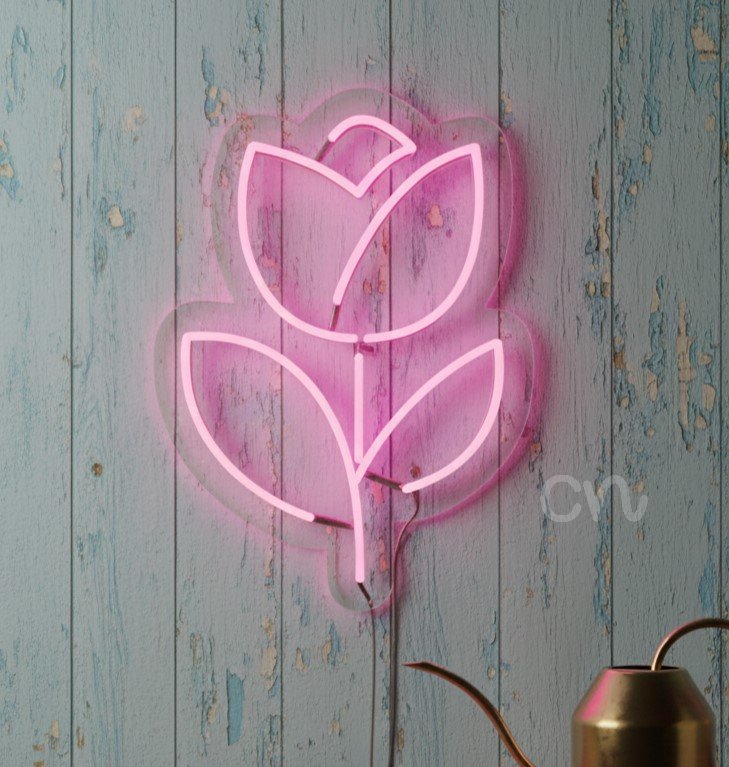 Custom Neon | Floral Neon Sign | Orange Neon Flex Floral Light | 18x13