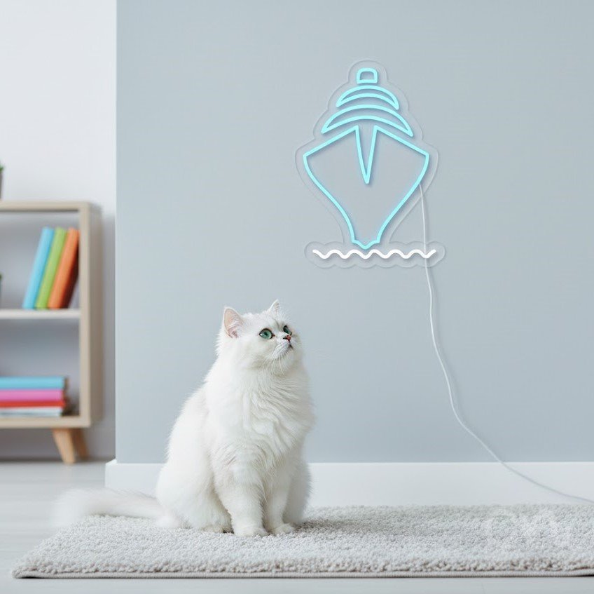 Custom Neon | Ship Neon Sign | 21x15 Inches | Ice Blue Neon Sign for Home Decor 2