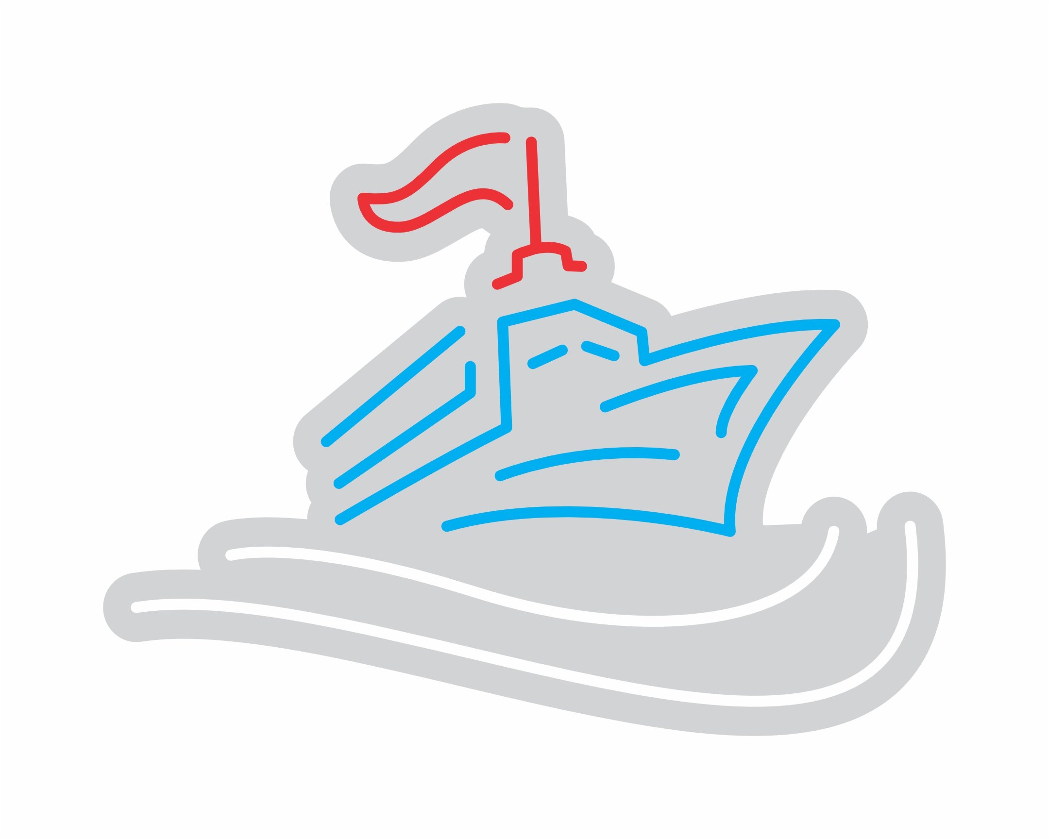 Custom Neon | Ship with Flag Neon Sign | 18x24 | Light Blue and Red 3