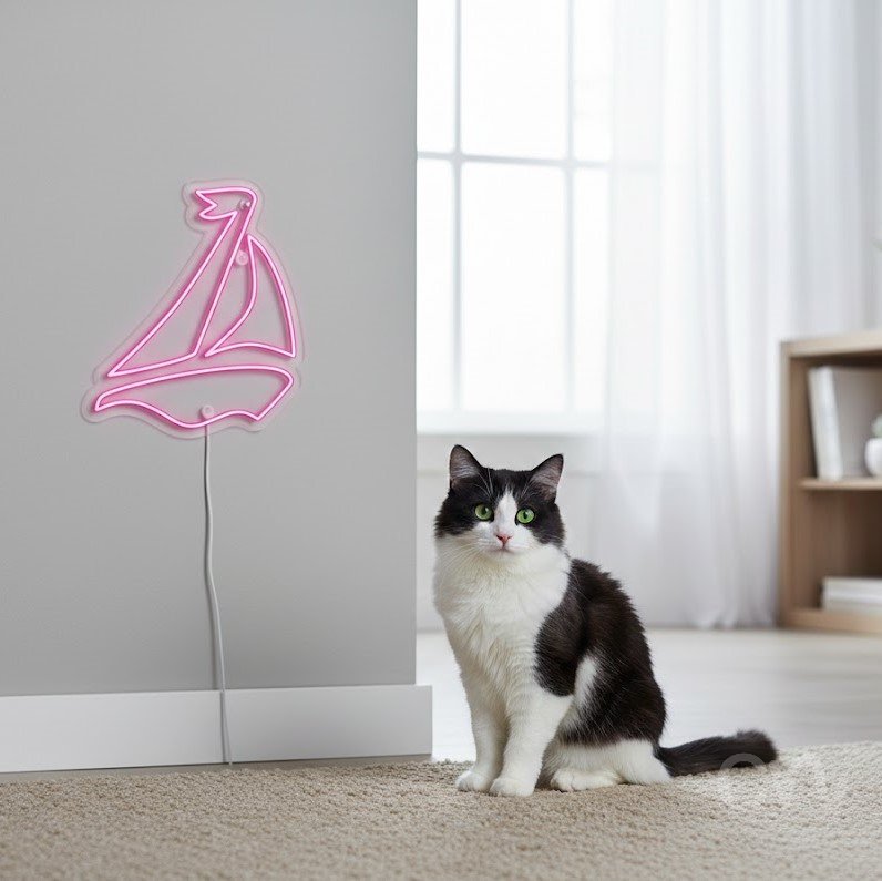 Custom Neon | Sailboat Design Neon Sign | 21x18 | Hot Pink 2