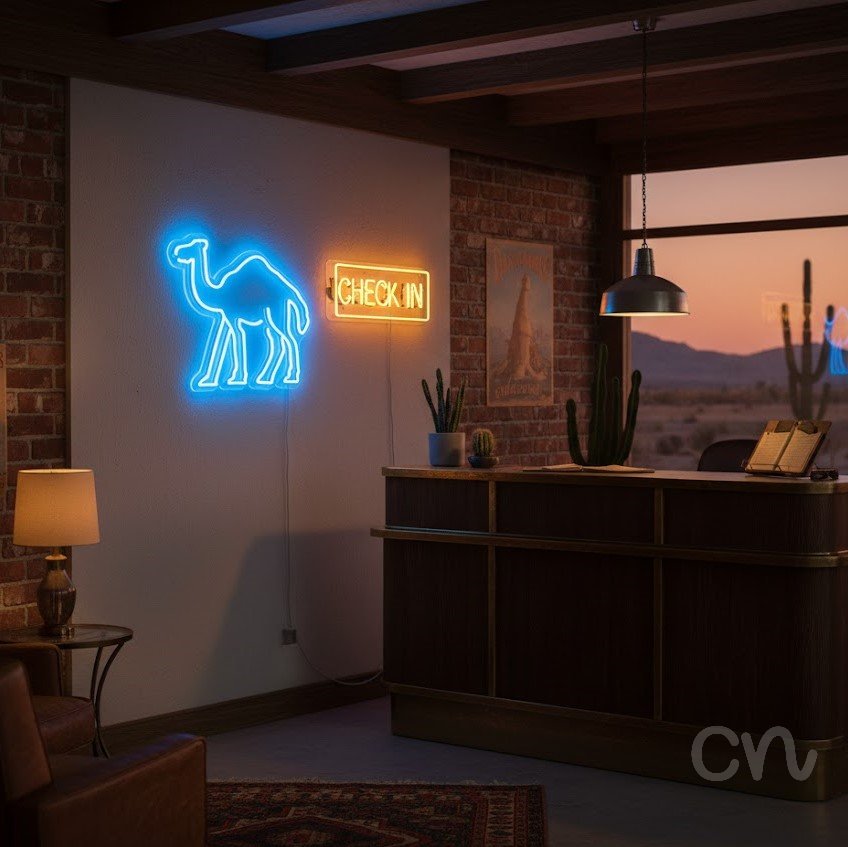 Custom Neon | Camel Outline Neon Sign | 20x24 | Ice Blue 2
