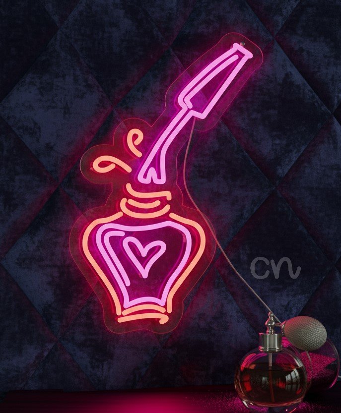 Custom Neon | Nail Polish Bottle Neon Sign | 17x11 | Red & Pink